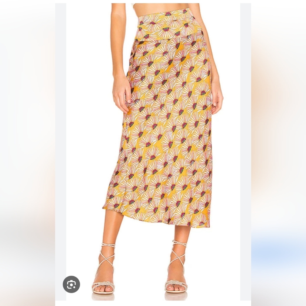 FreePeople Floral Yellow Midi Skirt